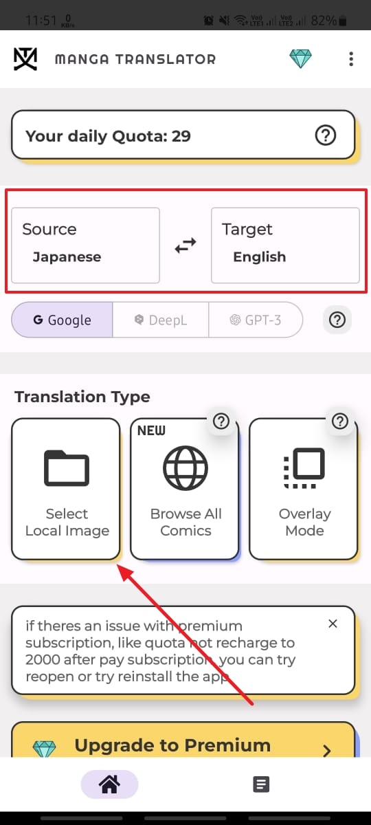 add image to manga translator app