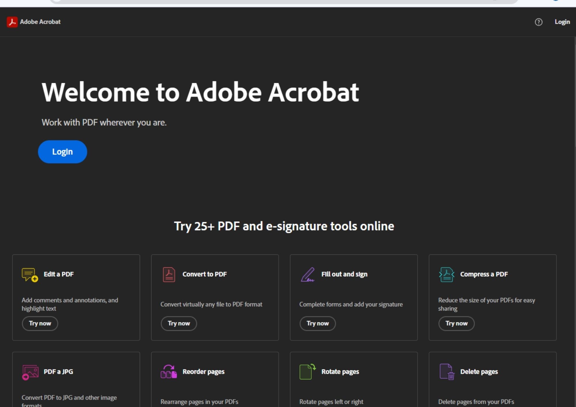 Adobe Acrobat Online Editor