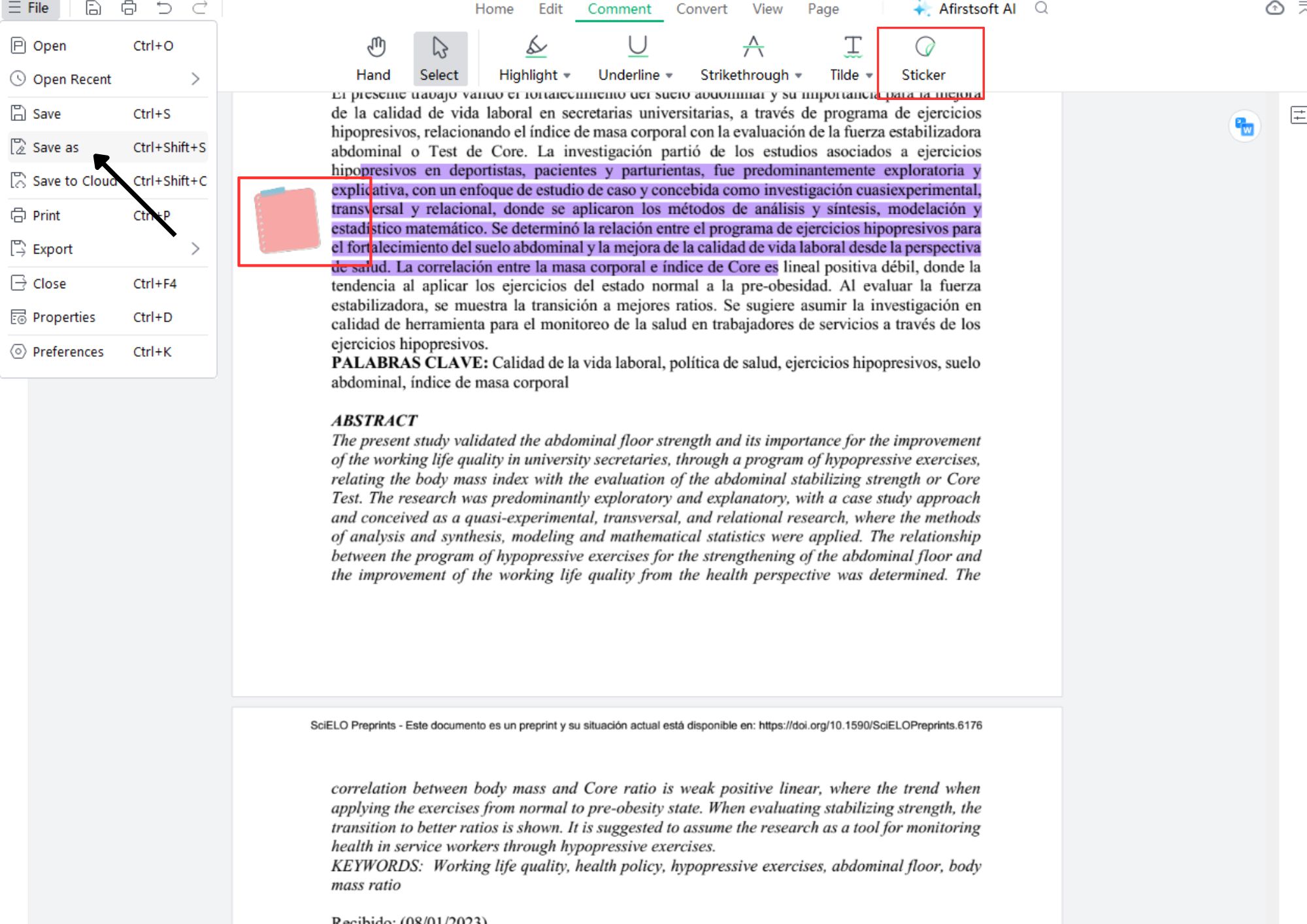 save file of Afirstsoft PDF