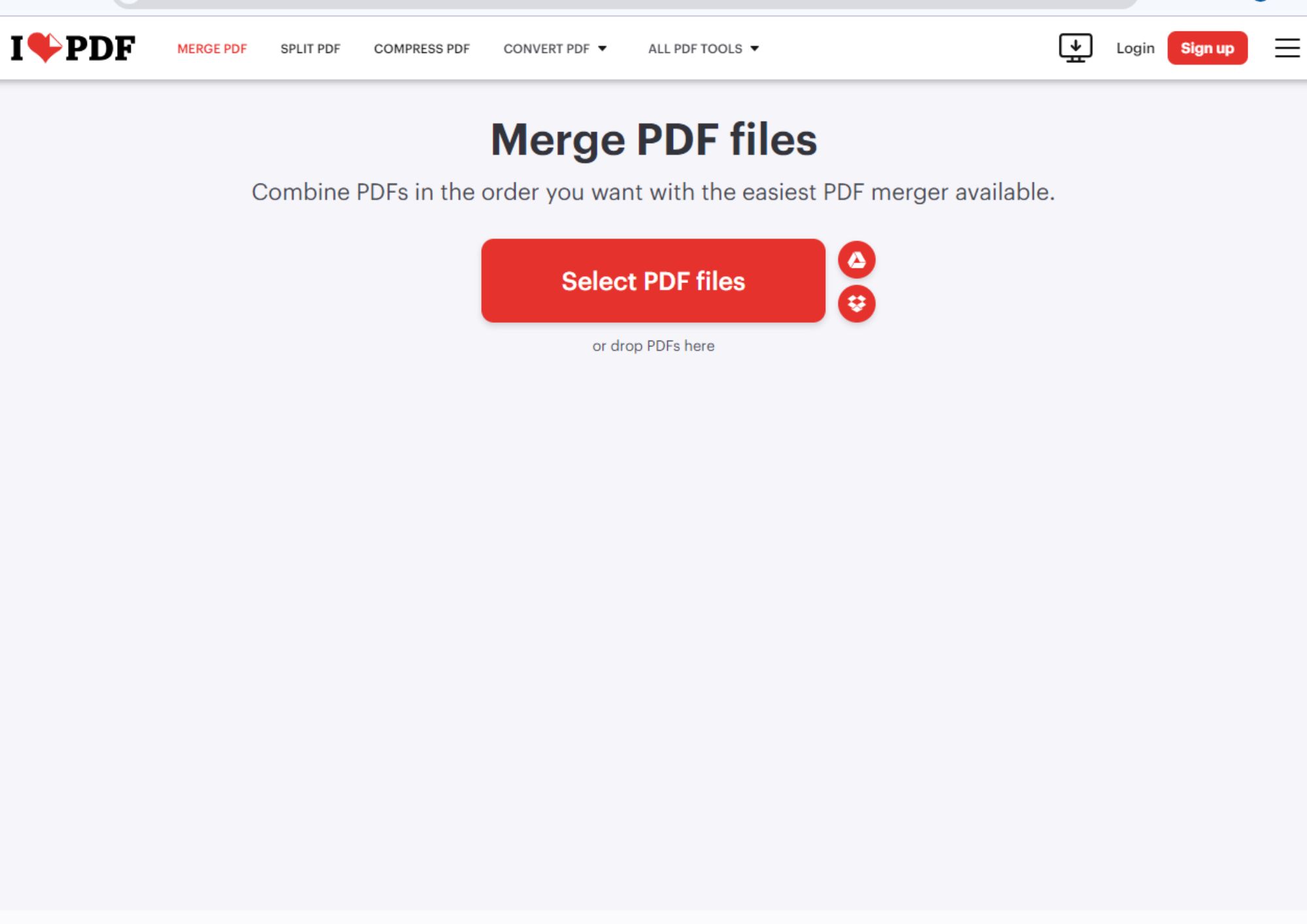 iLovePDF merger