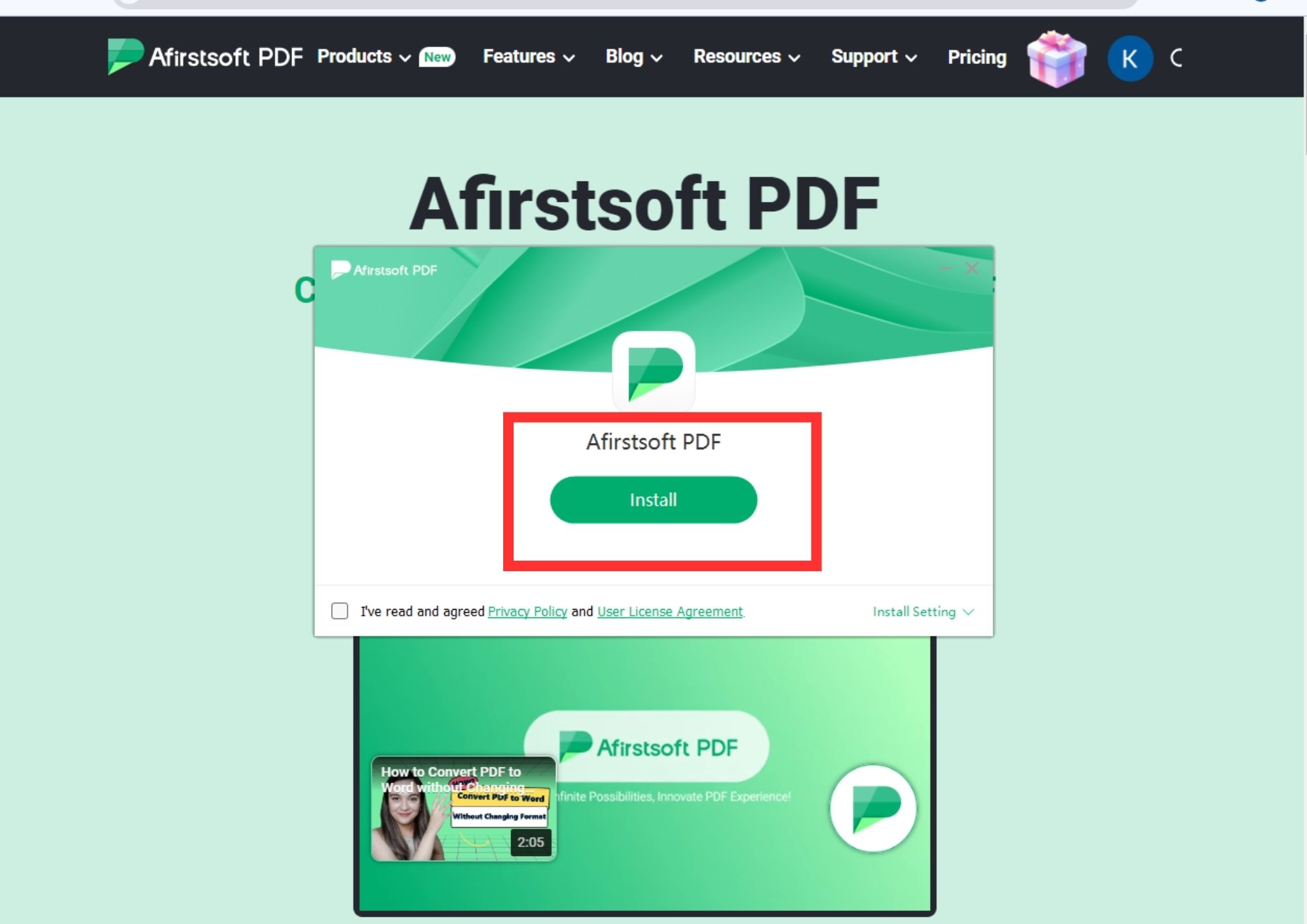 install Afirstsoft PDF