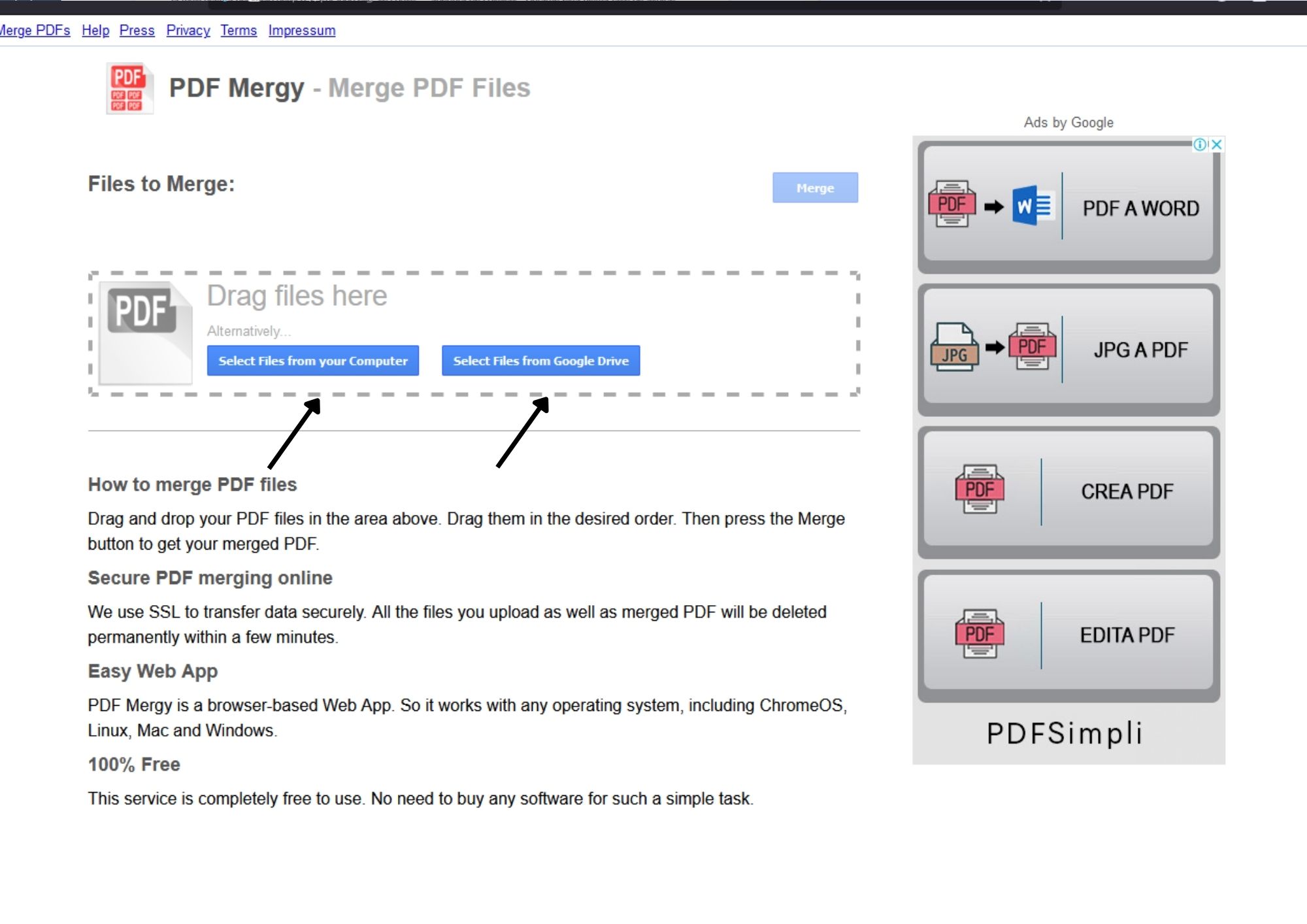 upload file to PDFmergy