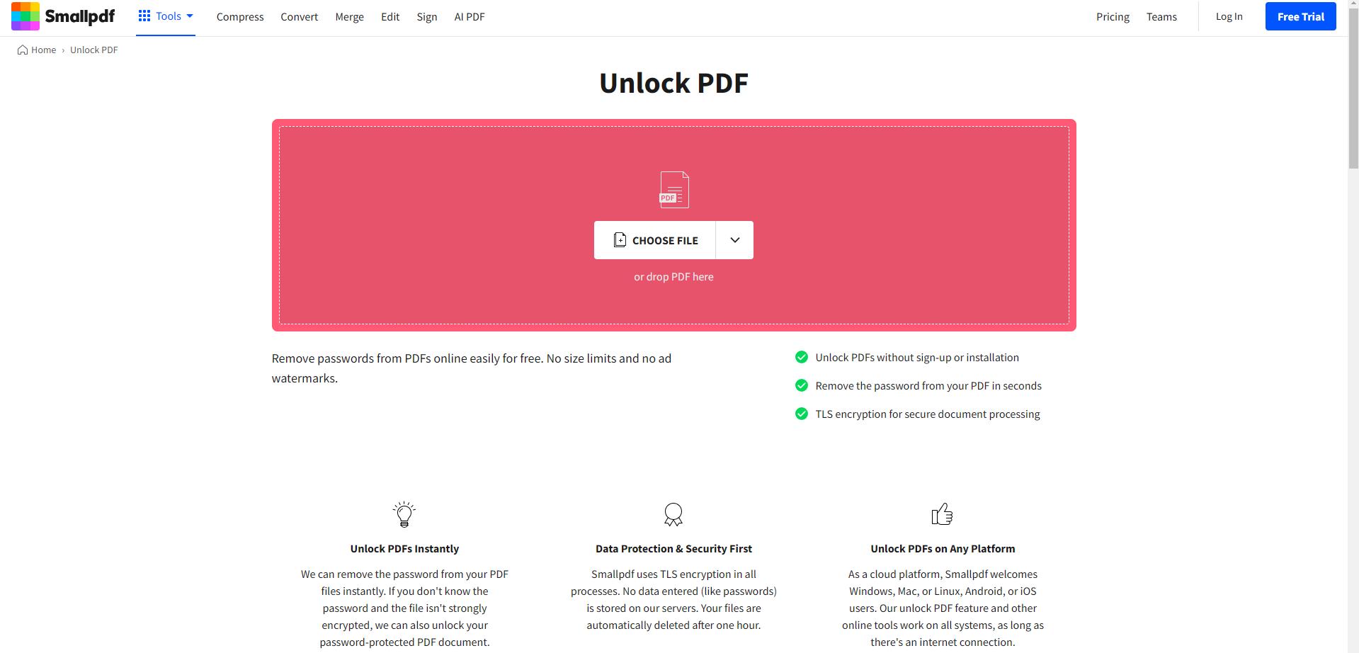 SmallPDF unlock PDF