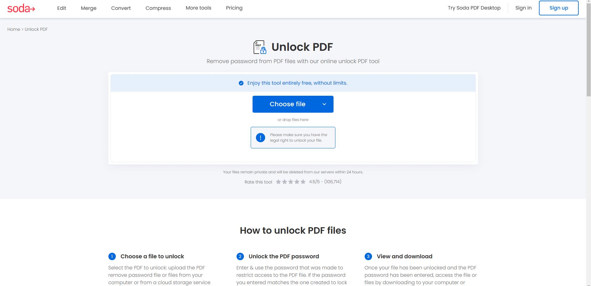 SodaPDF Unlock PDF