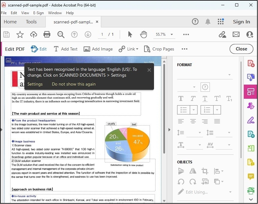 adobe acrobat pro reading interface with editing options