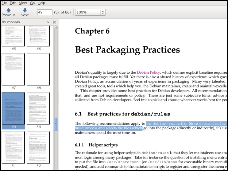 evince pdf reader preview