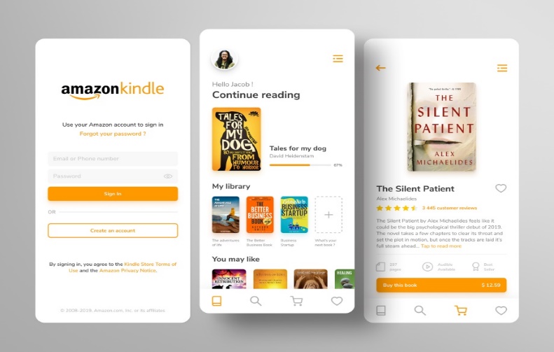 amazon kindle app user interface