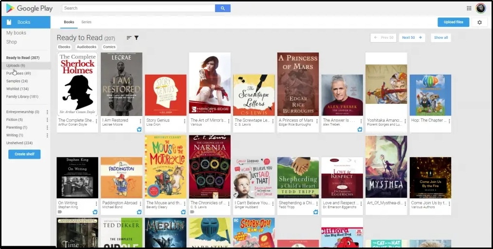 google play books interface