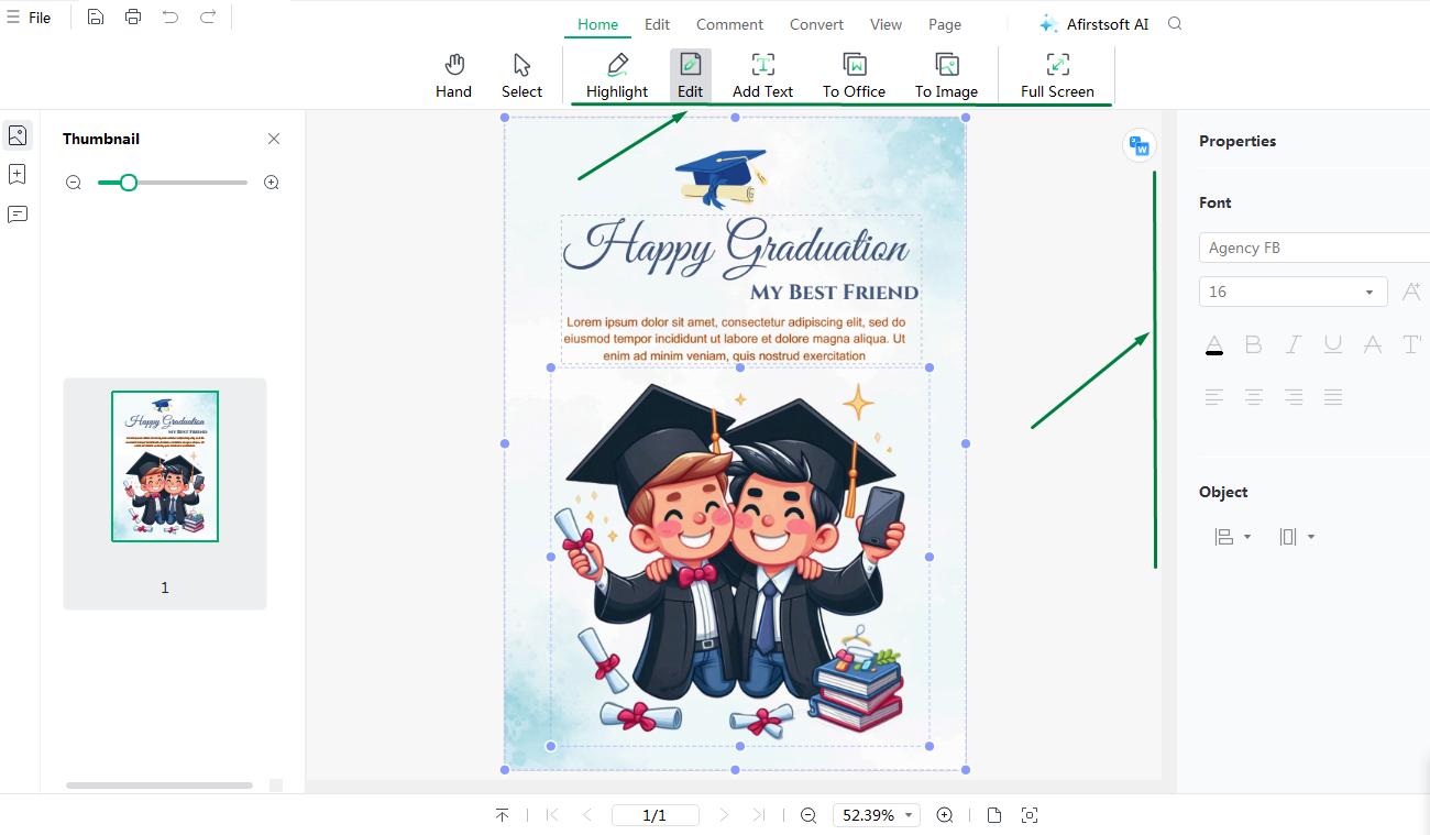 edit best friend graduation message