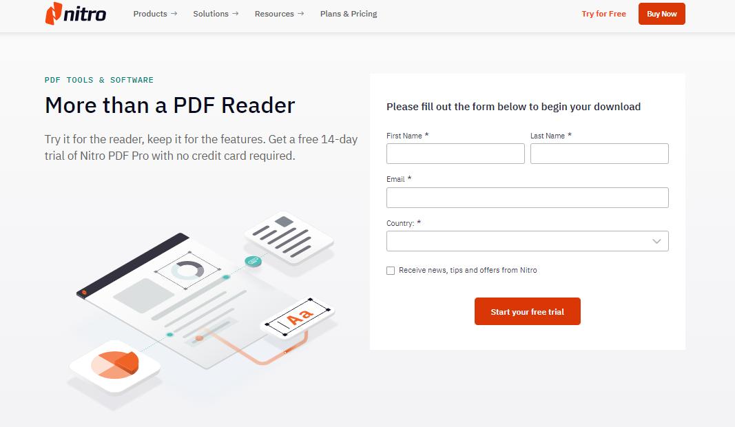 nitro pdf reader interface