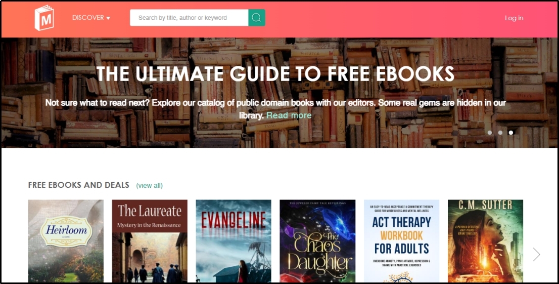 homepage of manybooks