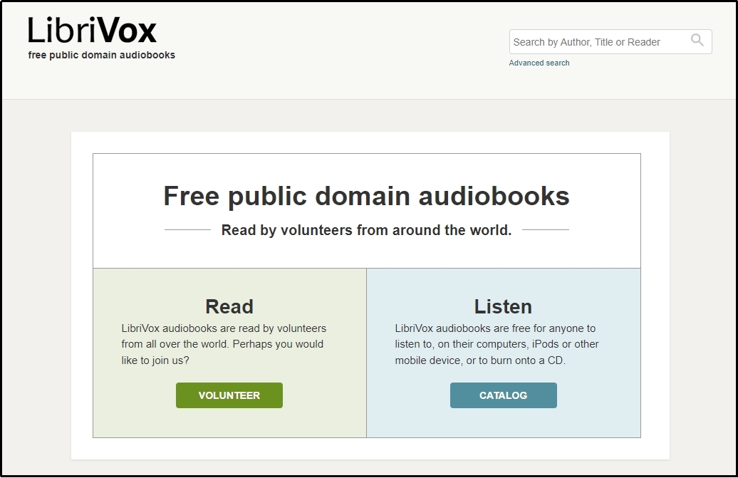 reading and listening options on librivox