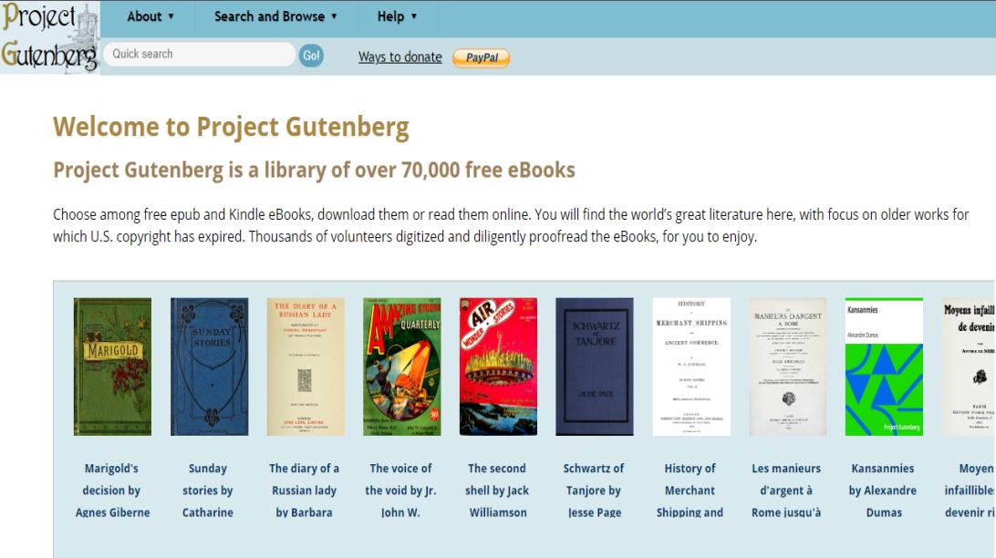 gutenberg pdf finder interface