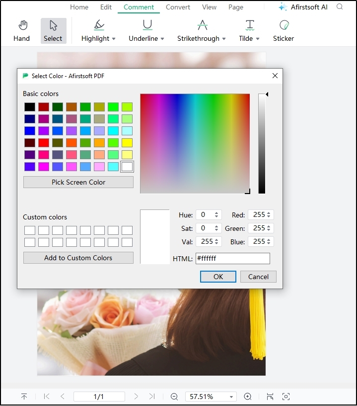 color creation option in Afirstsoft pdf