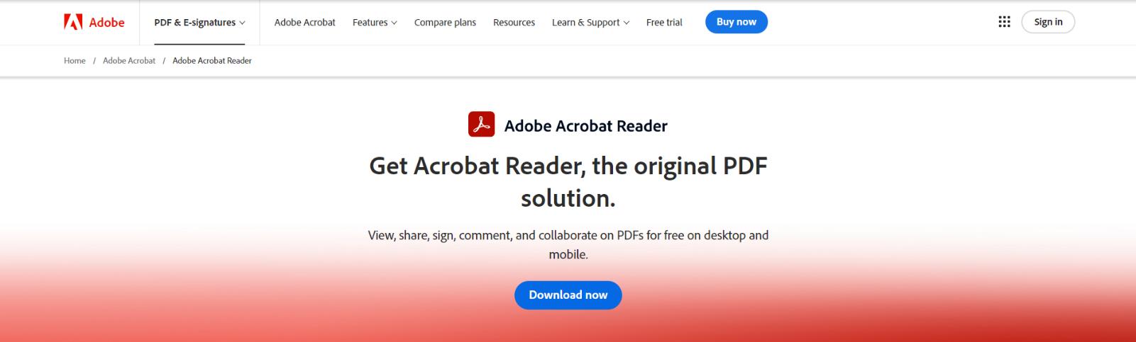 adobe reader interface