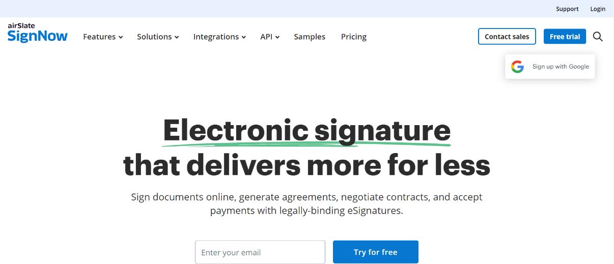 sign now interface