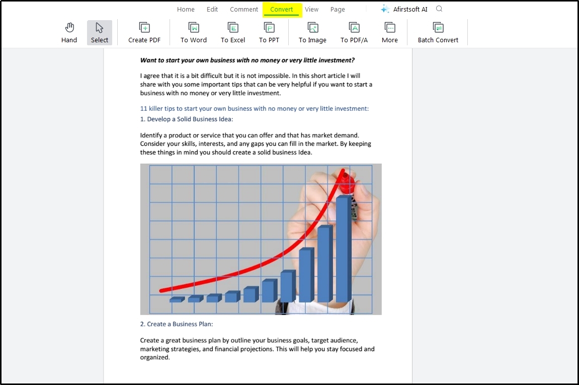 convert option in Afirstsoft pdf