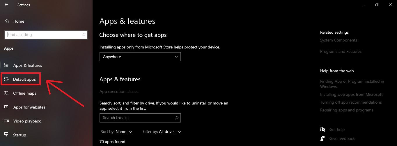 go to “default apps”