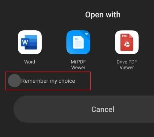 how to set default pdf reader on android