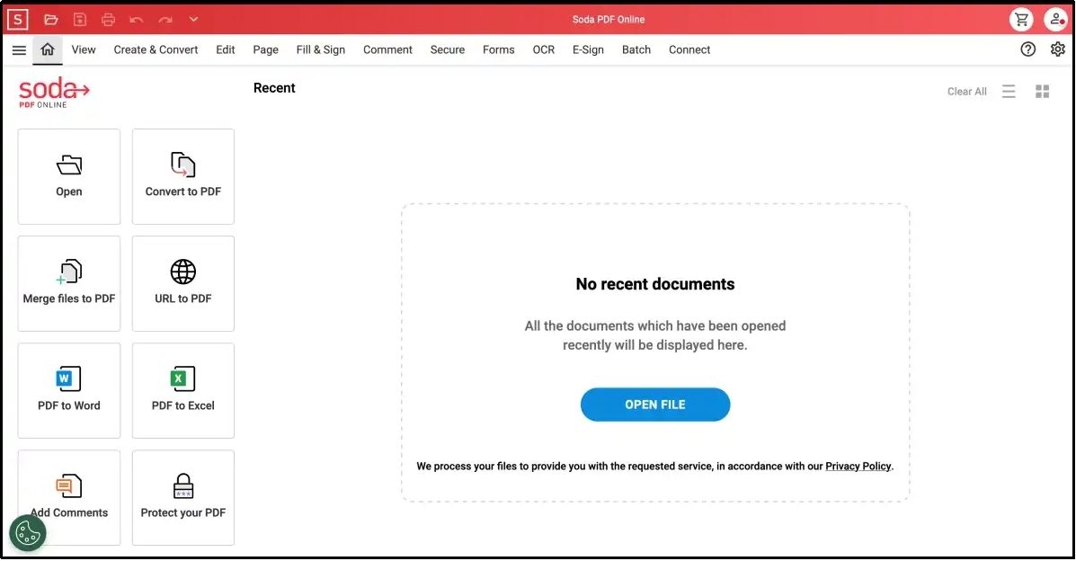 soda pdf reader interface