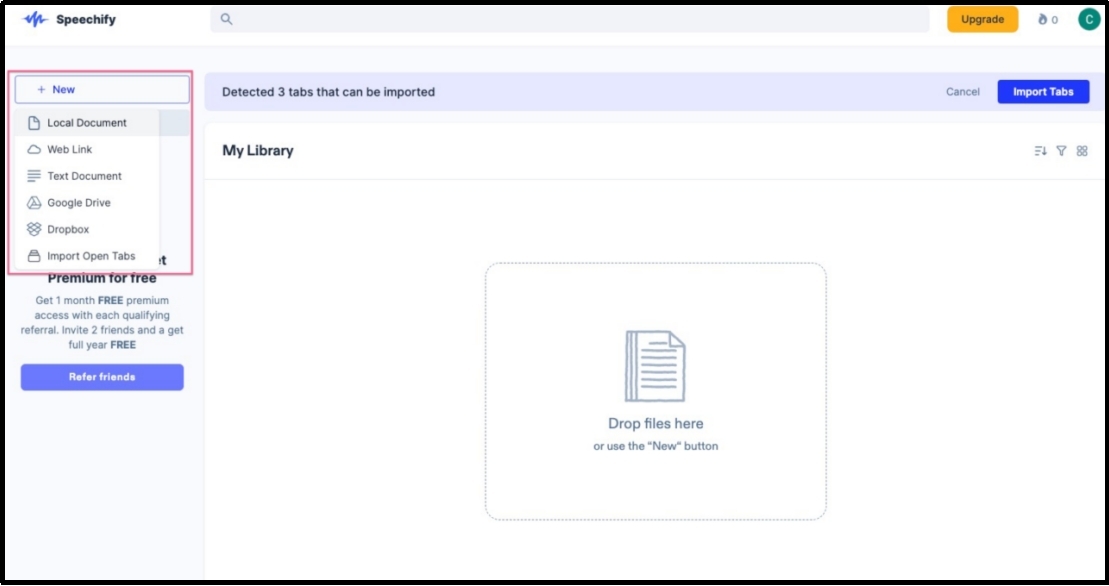 speechify pdf audio reader interface