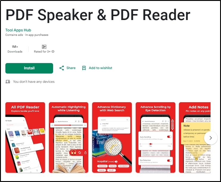 pdf speaker & pdf reader application