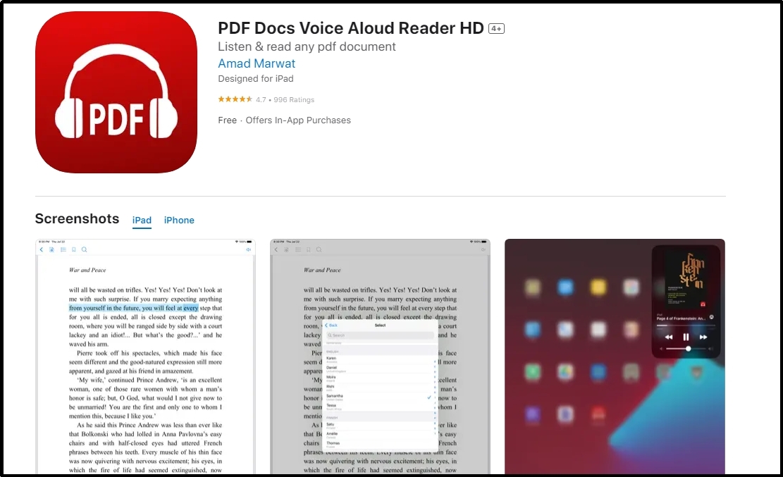 pdf docs voice aloud reader hd on app store