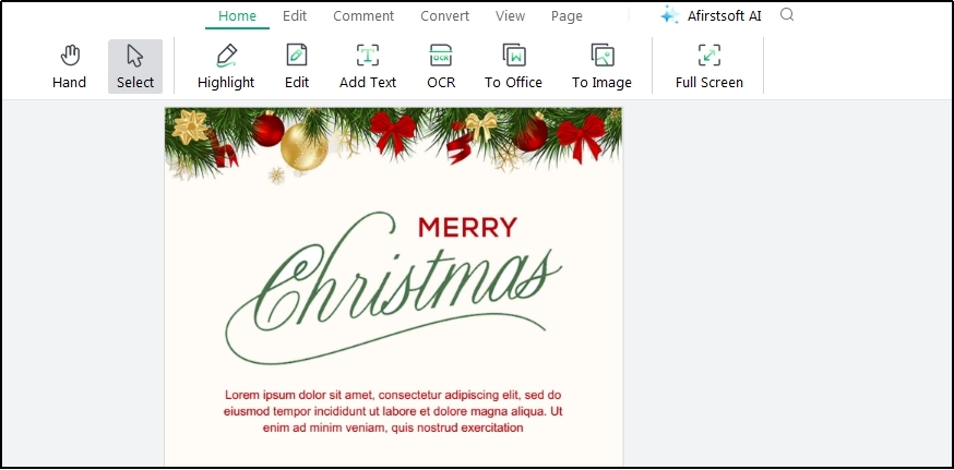 full screen option in Afirstsoft pdf editor