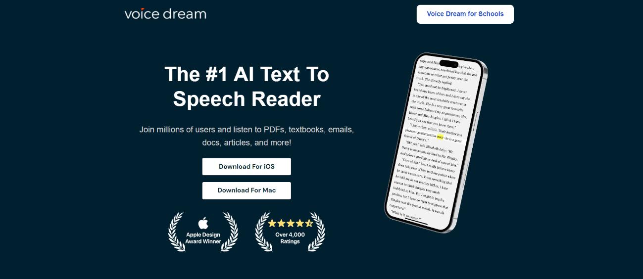 voice dream reader interface