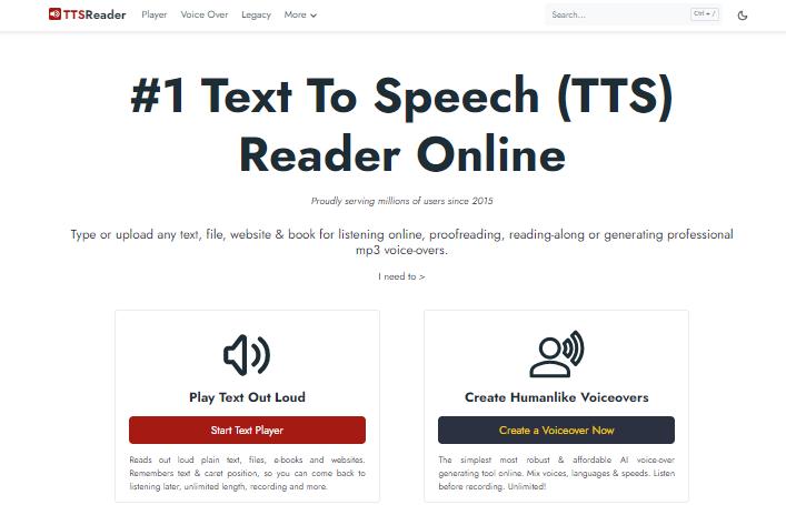 text to speech reader interface