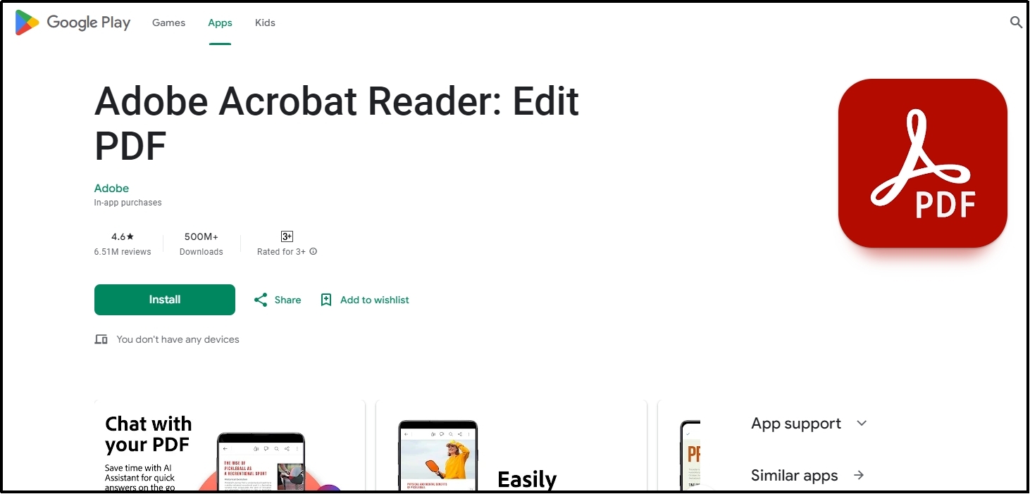 adobe acrobat reader application for android