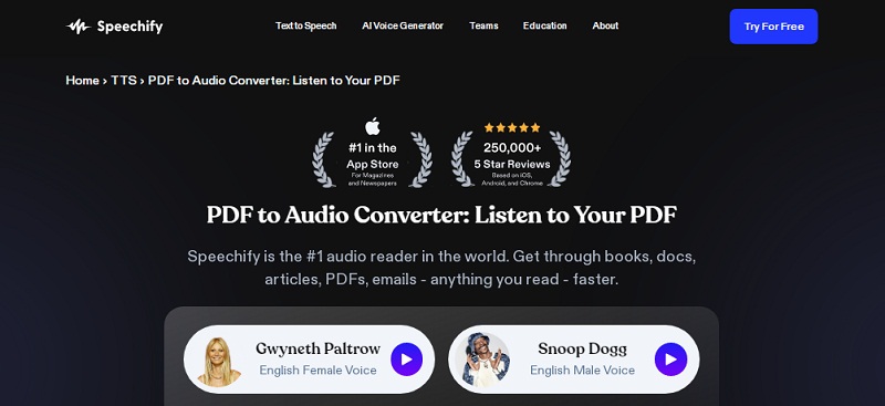 speechify pdf to audio converter