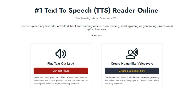 ttsreader converts text to speech online