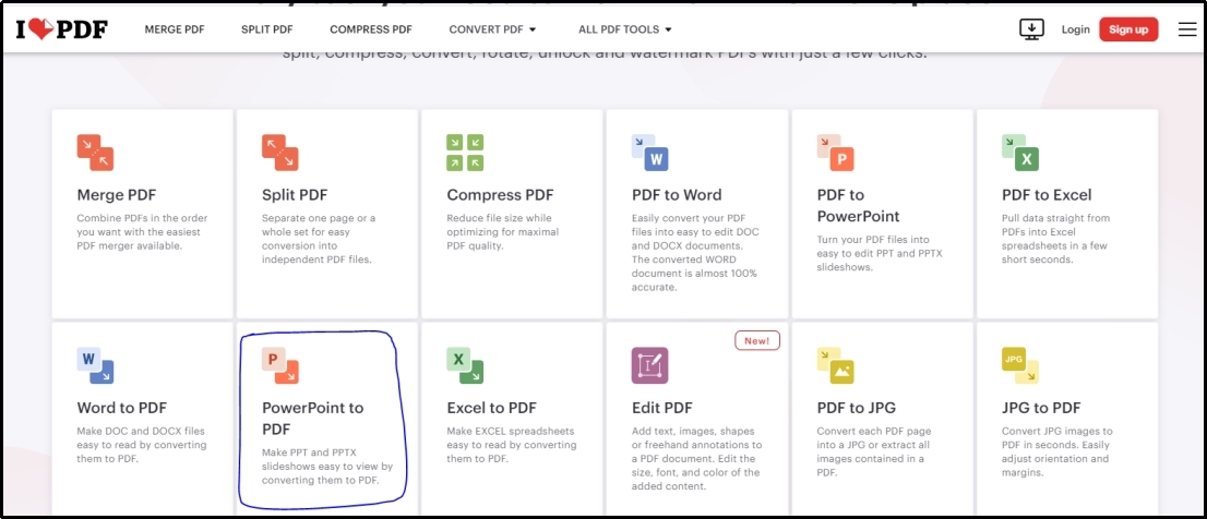 powerpoint to pdf converter ilovepdf