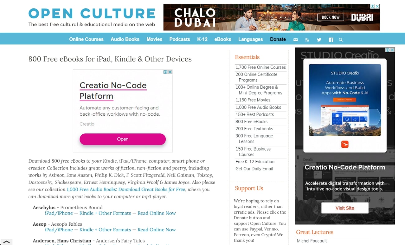 open culture ebook website