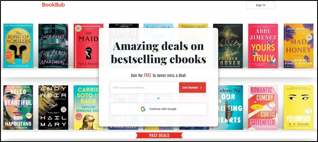 bookbub homepage