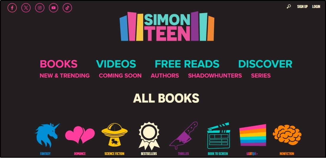 simon teen books categories