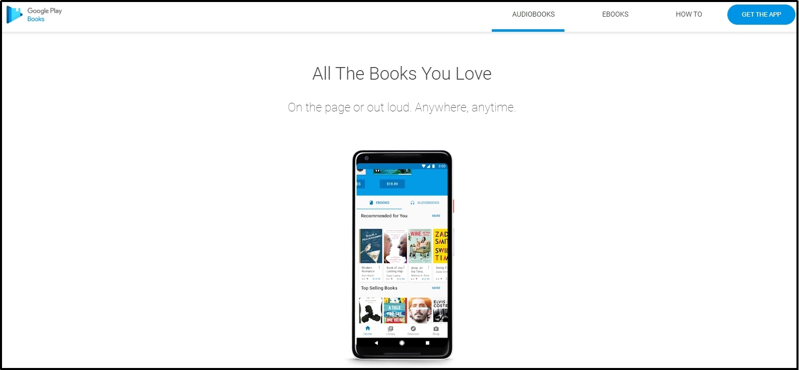 google play books interface