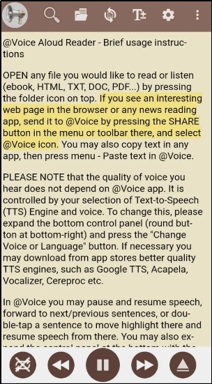 folder option in voice aloud reader