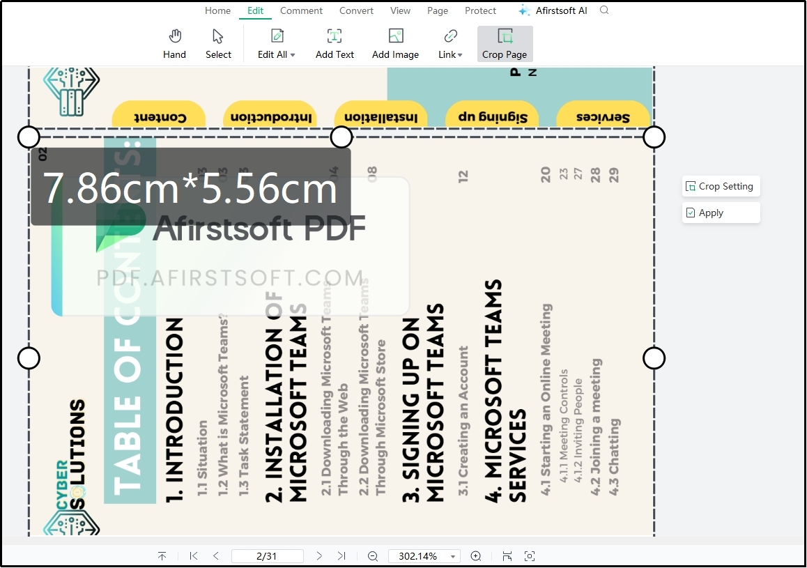 apply option in Afirstsoft pdf crop page