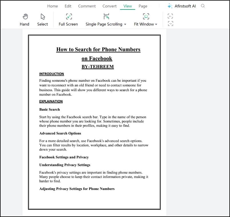 Afirstsoft pdf page preview options