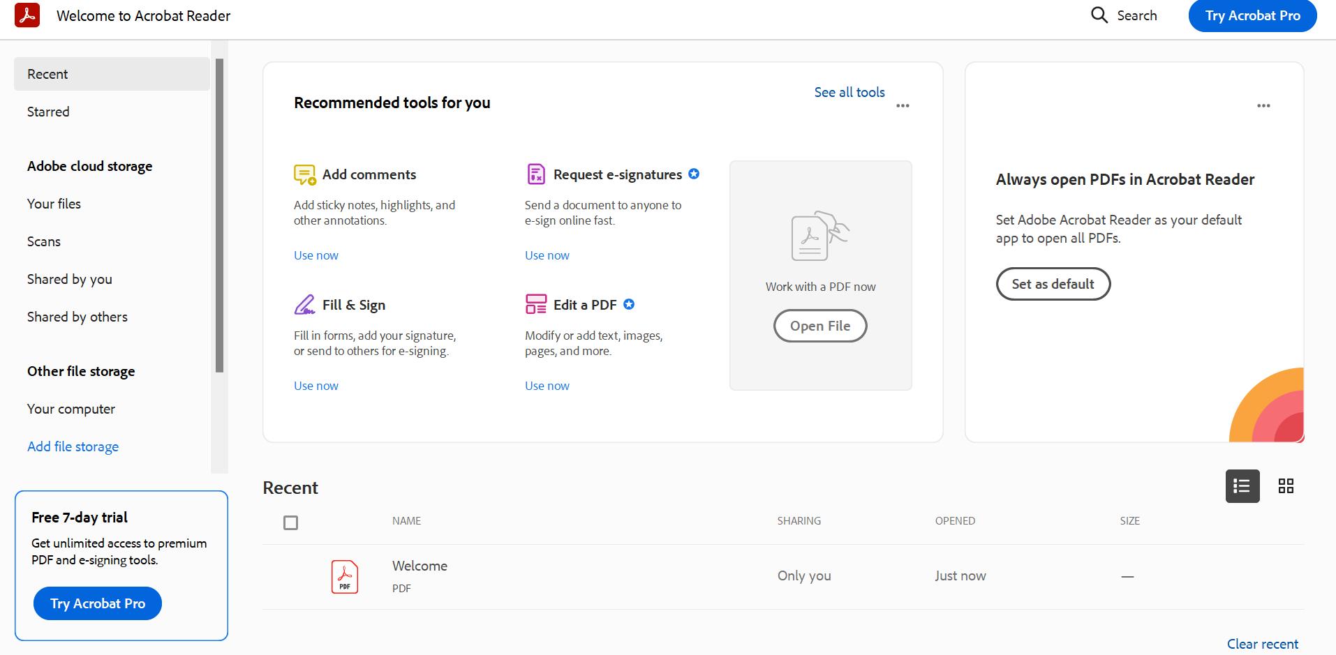 adobe acrobat reader dashboard