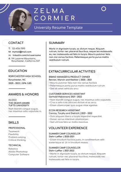 university resume