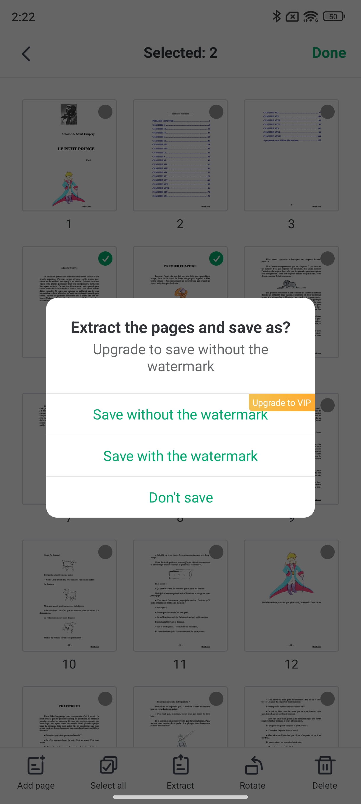 go to the extract option afirstsoft pdf for android