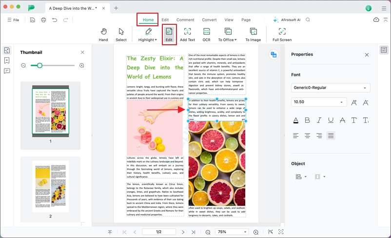 Edit Text in PDF with Afirstsoft PDF